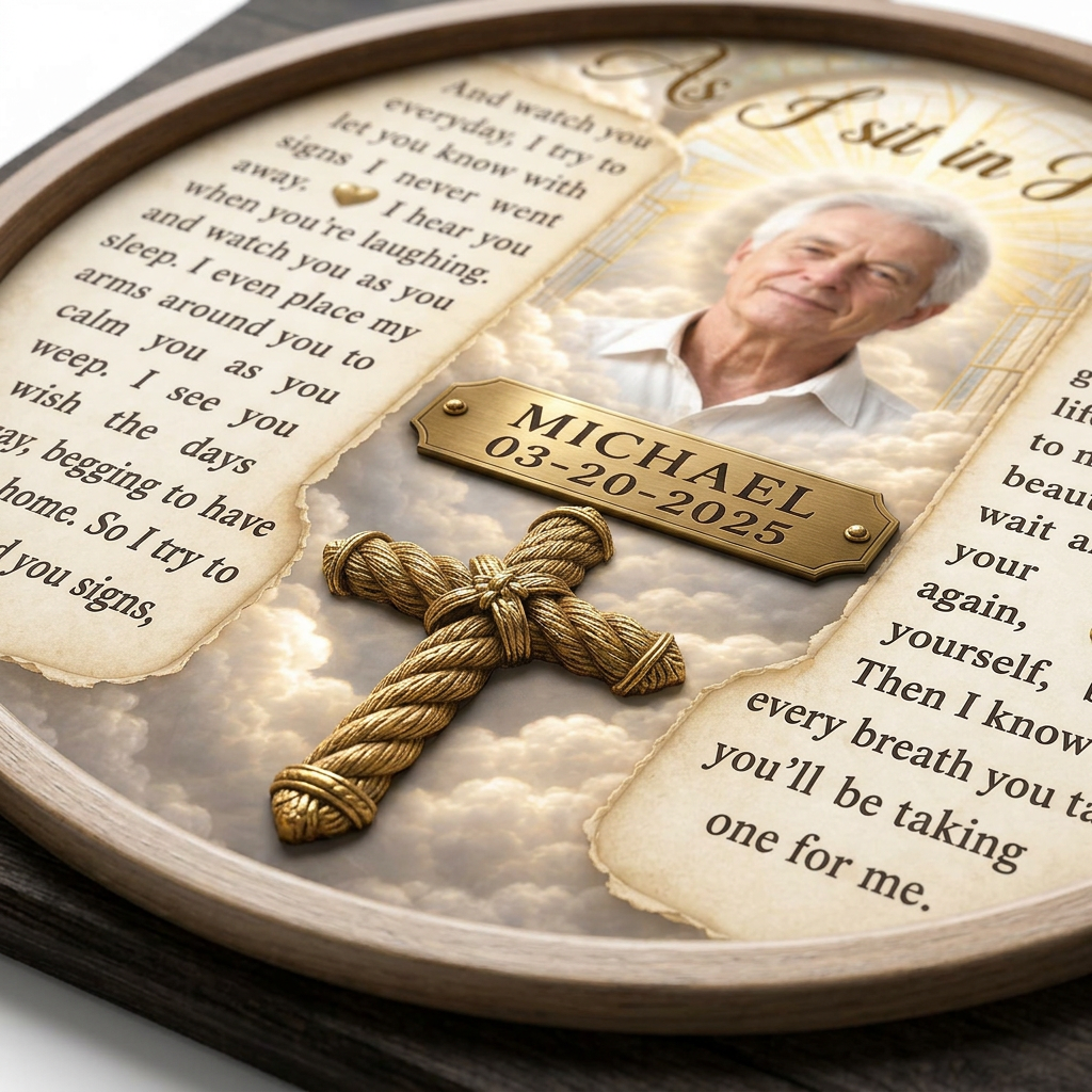 Personalized As I Sit in Heaven Memorial Canvas – Christian Sympathy Gift for Loss - Image 5
