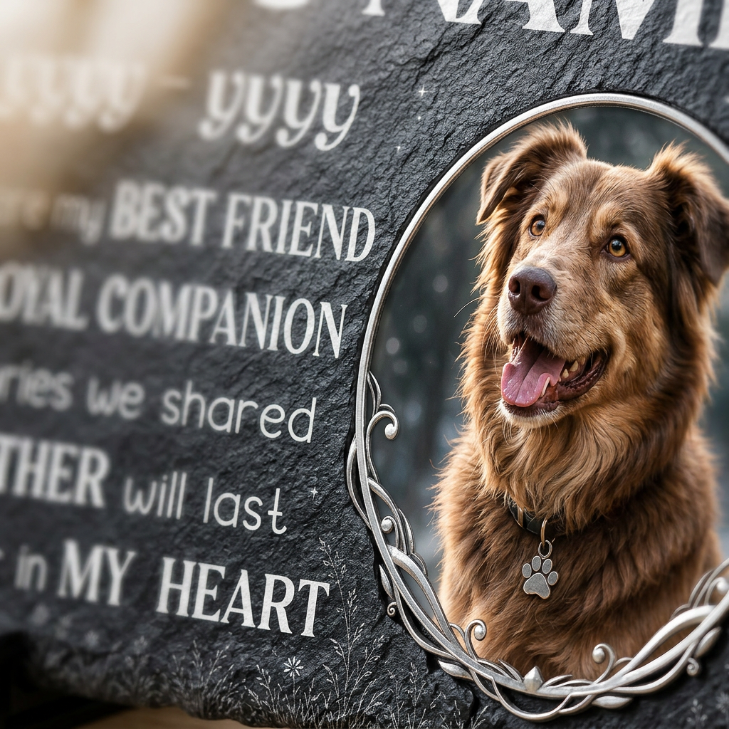 Personalized Dog Memorial Garden Stone with Photo – Pet Loss Slate Gift - Image 5