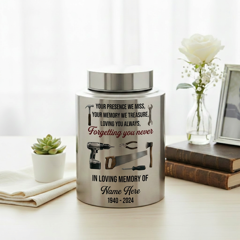 Personalized Dad Father UV Printed Cremation Urn for Human Ashes Loss of Husband Grandfather Men Funeral Display Adult Size Memorial Keepsake Urn, Memorial Gift, In Loving Memory - Image 5