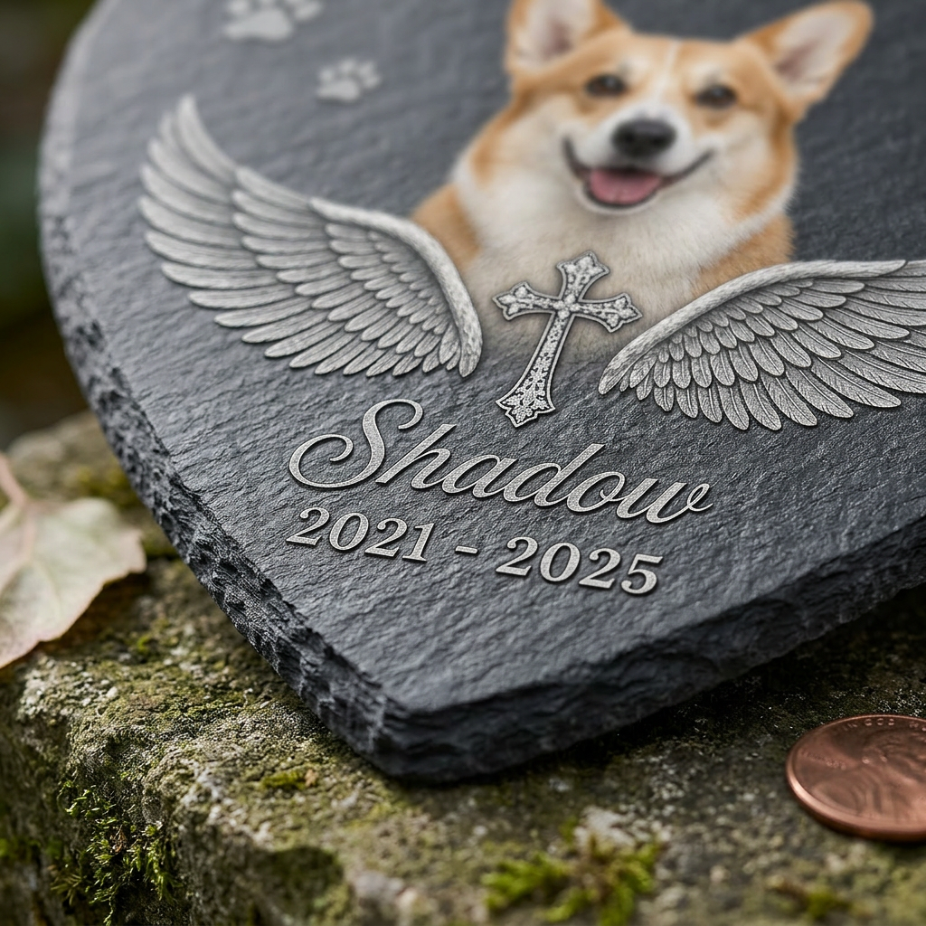 Personalized Pet Memorial Heart Shaped Garden Stone with Photo – Dog Loss Gift - Image 5