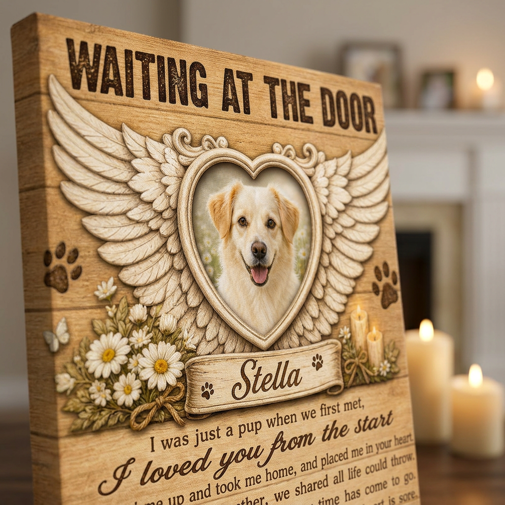 Personalized Pet Memorial Angel Wings Photo Wall Canvas - Dog Loss Remembrance Gift - Image 5