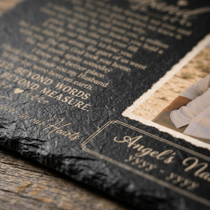 Personalized Photo Husband Memorial Garden Stone – Rectangle Slate – Loss of Husband - Image 5