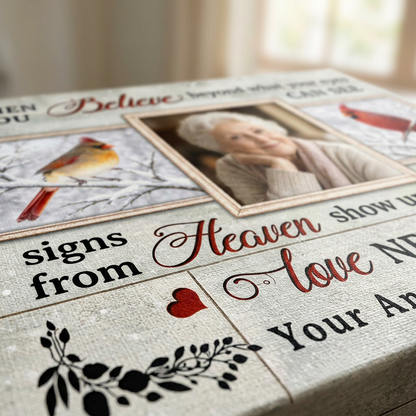 Personalized Cardinal Memorial Canvas Photo Gift for Loss of Loved One - Image 5