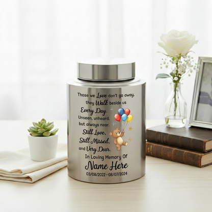 Personalized Angel Wings Heaven Bear Baby Loss Infant Stainless Steel Large Display Cremation Ashes Container For Child Boy Girl Bereavement Memorial Keepsake Urn, Memorial Gift, In Loving Memory - Image 5