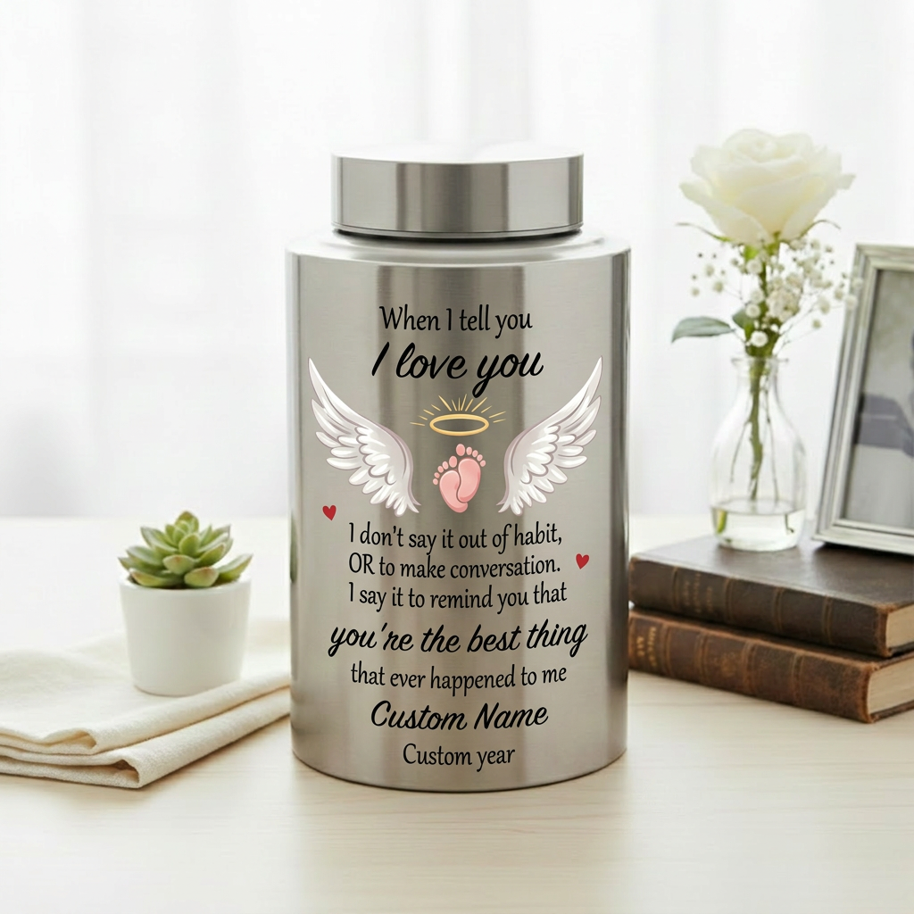 Personalized Angel Wings Stainless Steel Large Urn When I Tell You I Love You Quote for Spouse Child Baby Boy Girl Partner Tribute Memorial Keepsake Urn, Memorial Gift, In Loving Memory - Image 5