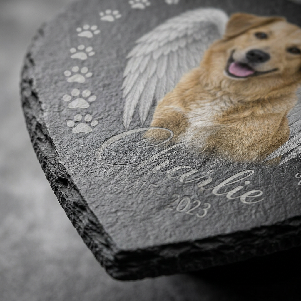 Personalized Dog Photo Memorial Garden Stone with Angel Wings, Pet Loss Gift - Image 5