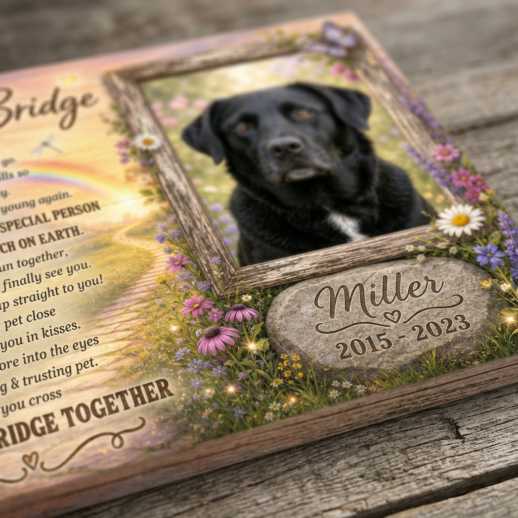 Personalized Dog Memorial Rainbow Bridge Wall Canvas - Custom Pet Photo Remembrance Gift - Image 5