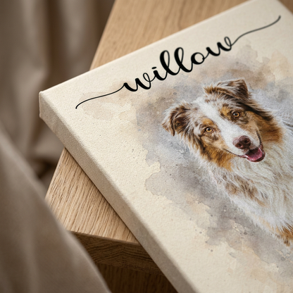Personalized Dog Memorial Watercolor Portrait Wall Canvas, Custom Pet Photo Gift - Image 5