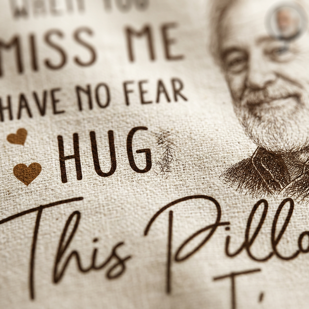 Custom Photo Memorial Pillow When You Miss Me Have No Fear Pencil Sketch Remembrance Gift - Image 5