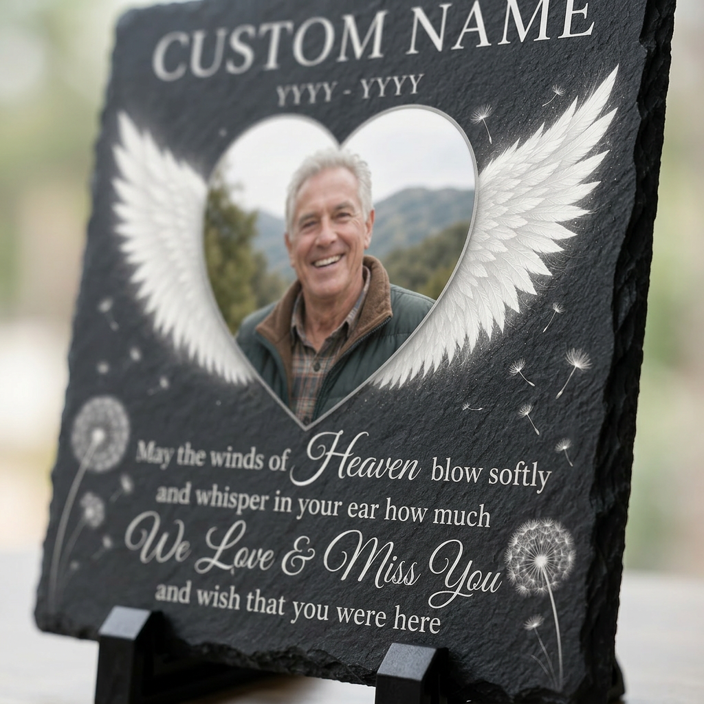 Personalized Memorial Garden Stone Slate Plaque with Photo – Gift for Loss of Loved One - Image 5