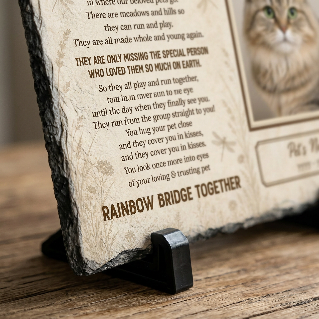 Personalized Rainbow Bridge Cat Memorial Garden Stone Rectangle for Pet Loss Gift - Image 5
