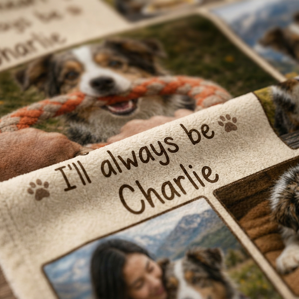 Personalized Pet Memorial Photo Collage Fleece Blanket - Dog Loss Sympathy Gift for Owners - Image 5