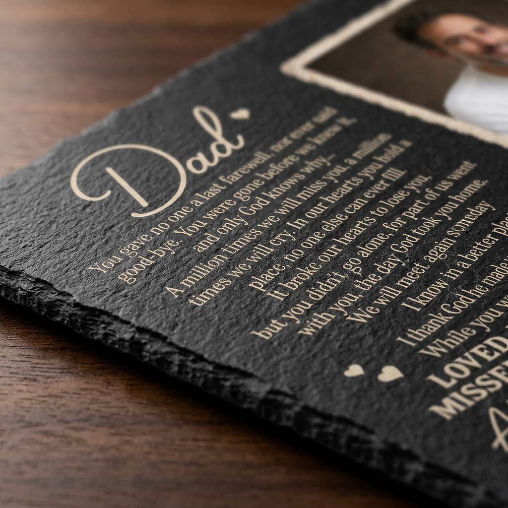 Personalized Dad Memorial Garden Stone – Rectangle Slate Gift for Loss of Father - Image 5