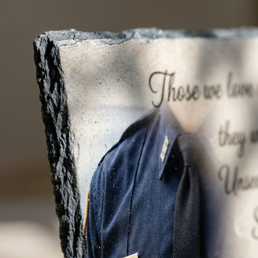 Personalized Police Officer Memorial Photo Slate Stone Thin Blue Line Keepsake - Image 5