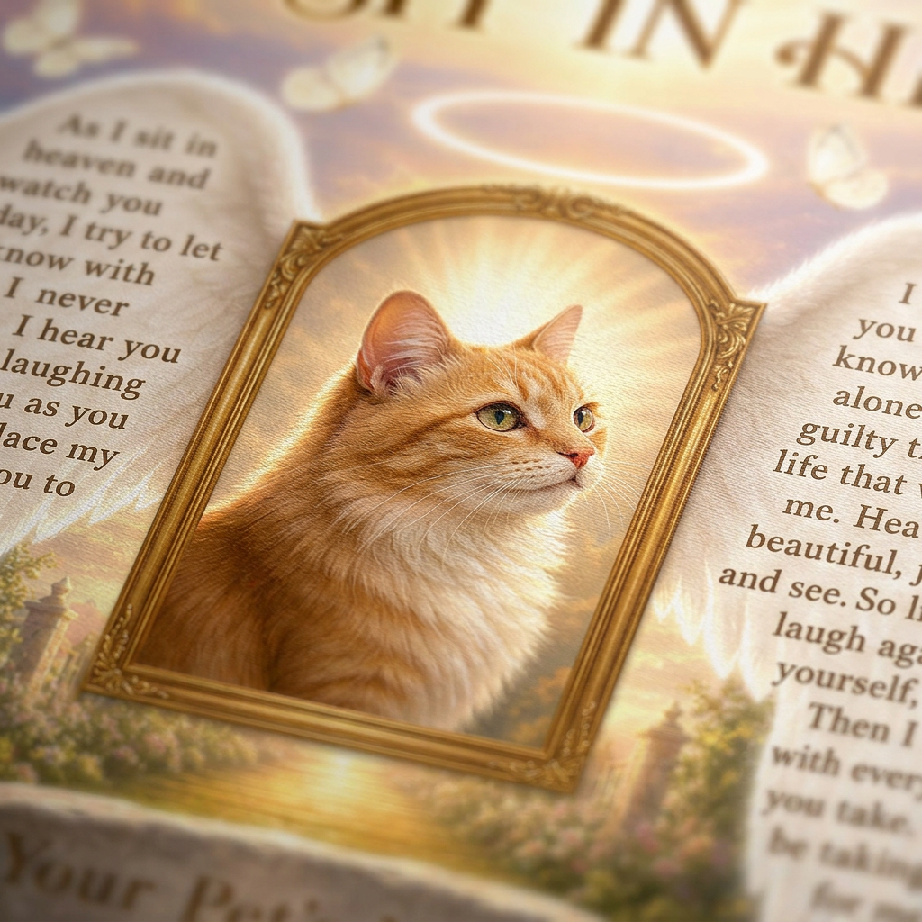 Personalized Pet Memorial Wall Canvas As I Sit In Heaven Cat Photo Sympathy Gift - Image 5