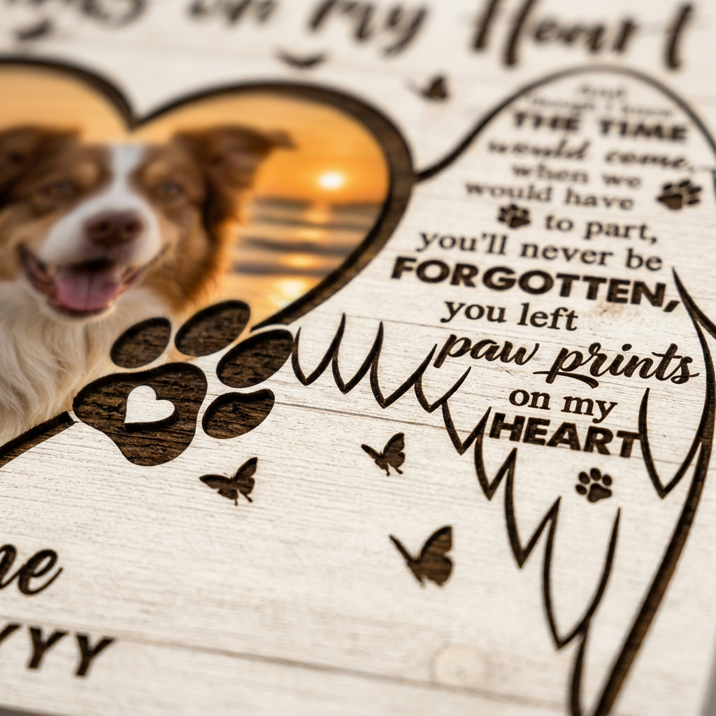 Personalized Dog Memorial Canvas Wall Art Pet Loss Remembrance Gift With Photo Heart - Image 5