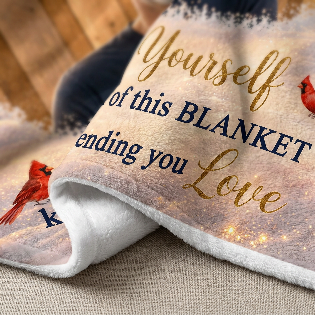 Personalized Memorial Cardinal Fleece Blanket - Loss of Father Photo Sympathy Gift, Sherpa - Image 5
