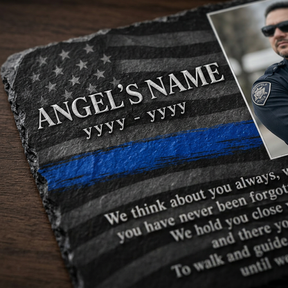 Personalized Police Officer Memorial Photo Slate – Thin Blue Line Sympathy Gift - Image 5