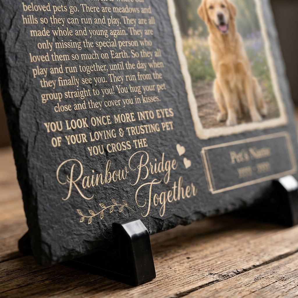 Personalized Rainbow Bridge Dog Memorial Slate Stone – Sympathy Gift for Pet Loss - Image 5