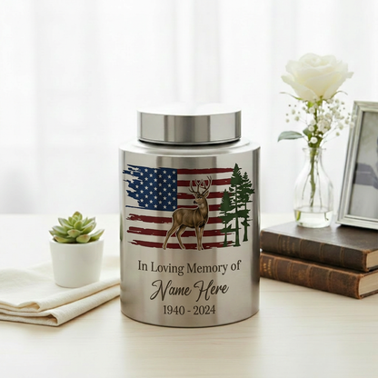 Personalized Deer Hunting Large Cremation Urn for Human Ashes, Custom Outdoorsman Hunter Tribute, Dad Grandpa Bereavement Ash Container, Memorial Keepsake Urn, Memorial Gift, In Loving Memory - Image 5