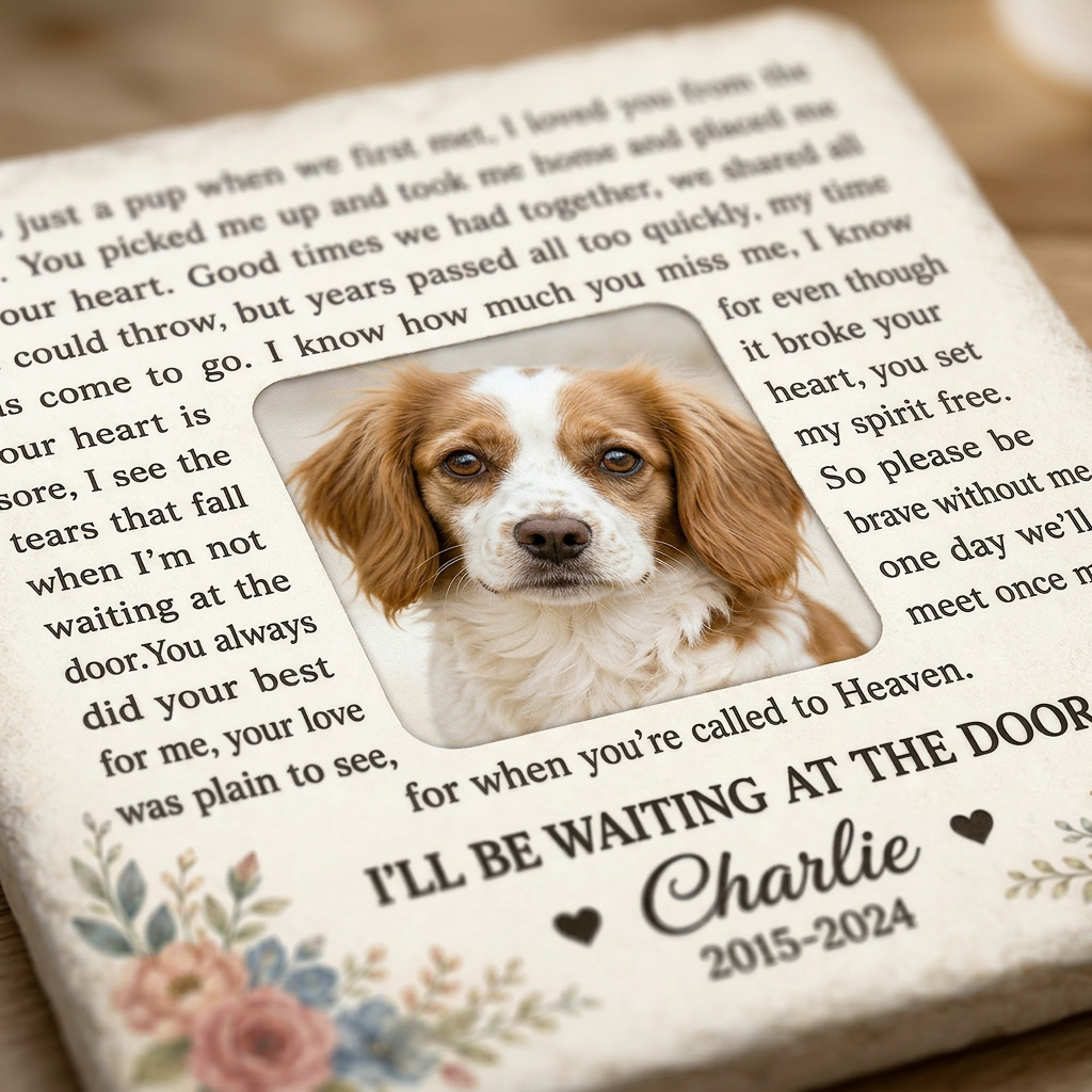 Personalized Dog Memorial Garden Stone – I Will Be Waiting at the Door Gift - Image 5