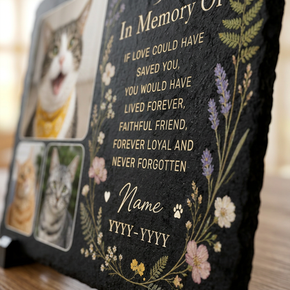 Personalized Cat Memorial Garden Stone Custom Photo Slate Pet Sympathy Gift - Image 5