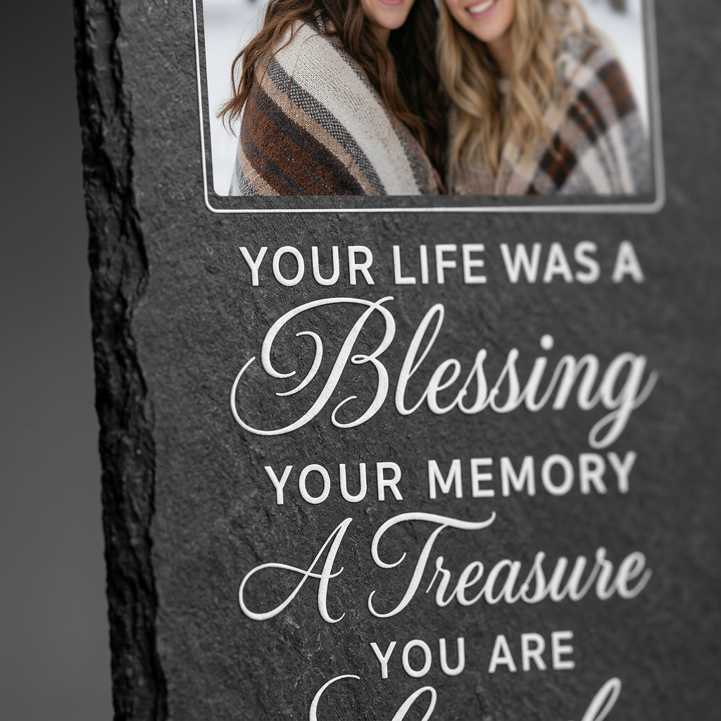 Personalized Sister Memorial Photo Slate Stone, Custom Remembrance Keepsake Gift - Image 5
