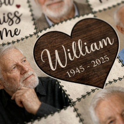 Personalized Memorial Photo Fleece Blanket, When You Miss Me Keepsake for Loss of Dad - Image 5