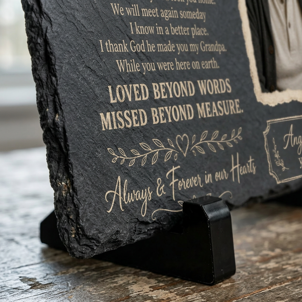 Personalized Grandpa Memorial Garden Stone – Slate Plaque for Loss of Grandfather - Image 5