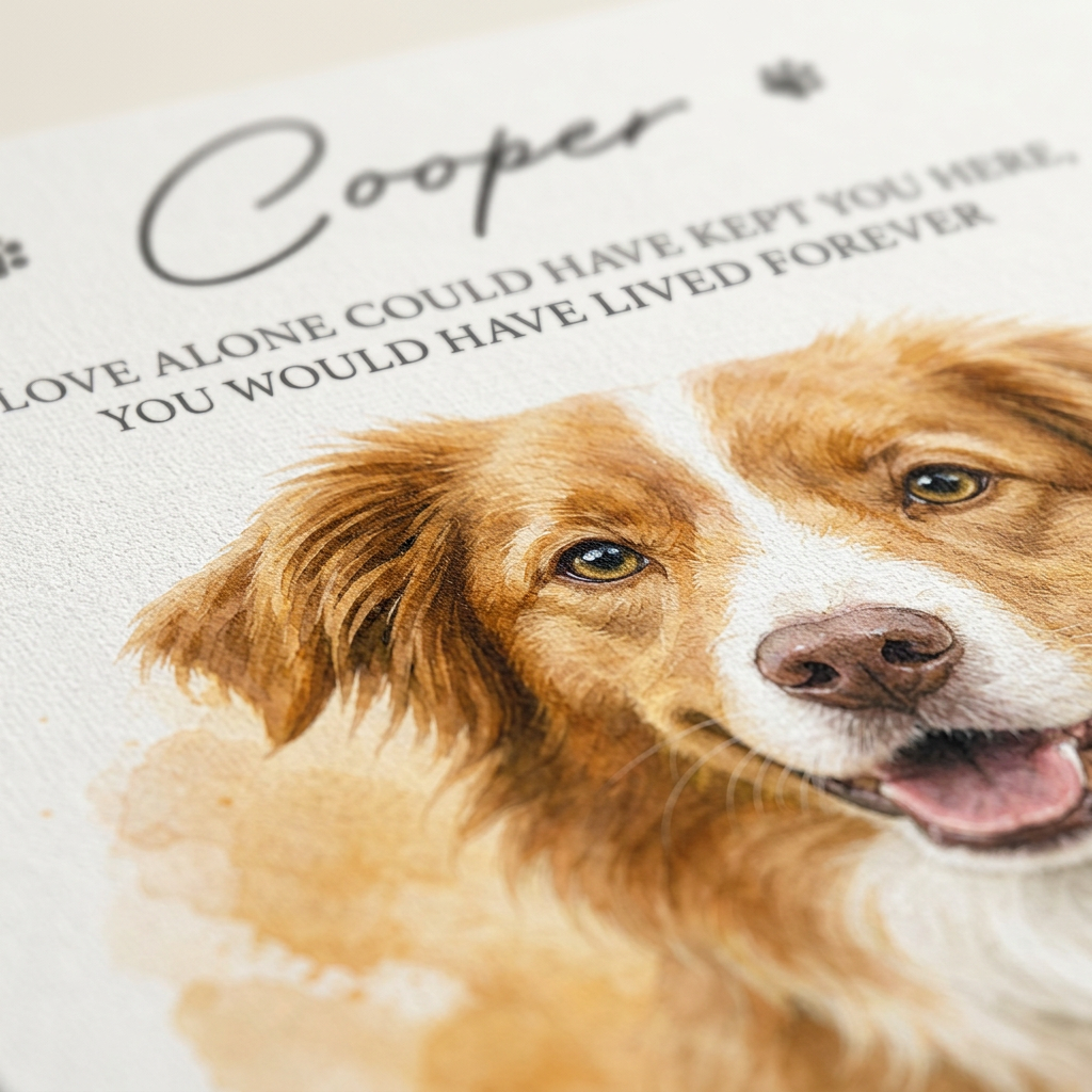 Personalized Dog Memorial Portrait Watercolor Wall Canvas, Pet Loss Gift - Image 5