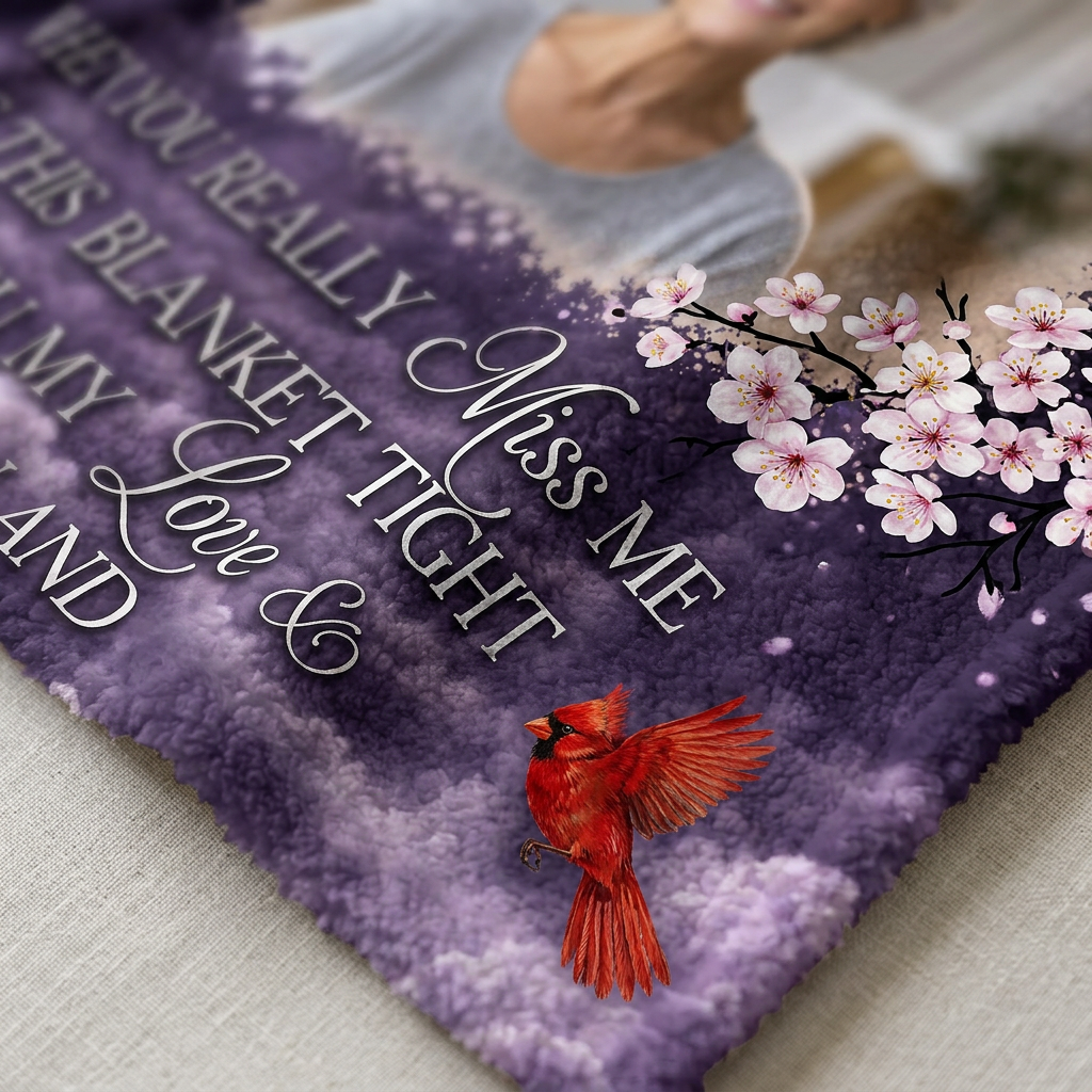 Personalized Photo Memorial Fleece Blanket - A Hug From Heaven Sympathy Gift for Loss of Mom - Image 5