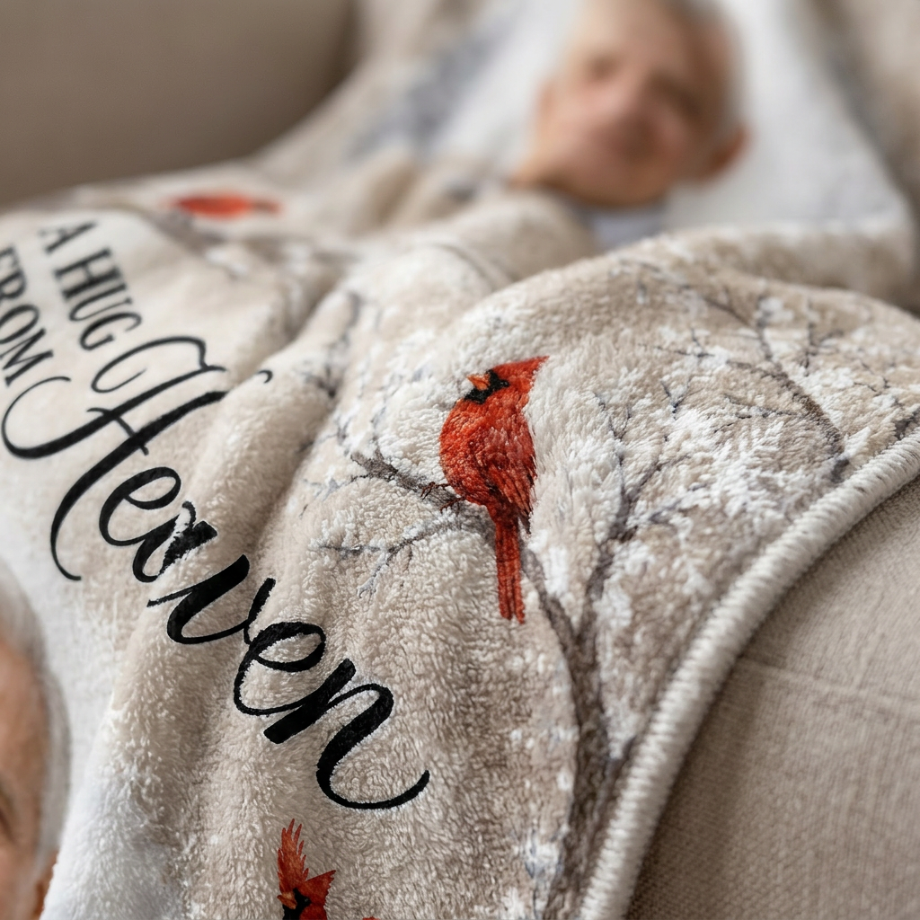 Personalized Photo Memorial Fleece Blanket - A Hug From Heaven Sympathy Gift for Family - Image 5