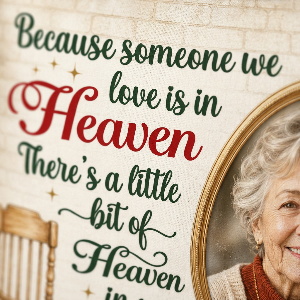 Personalized Memorial Photo Pillow Because Someone We Love Is In Heaven Remembrance Gift - Image 5
