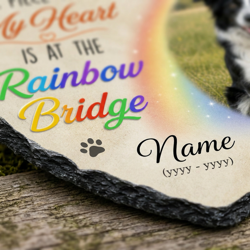 Personalized Rainbow Bridge Dog Memorial Garden Stone Custom Photo Pet Loss Gift - Image 5