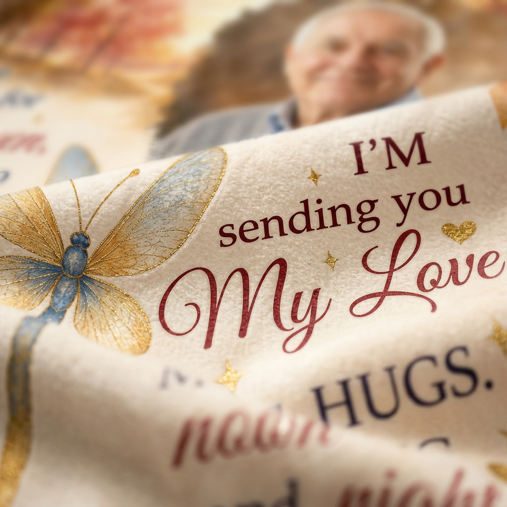 Personalized Photo Memorial Fleece Blanket - A Hug From Heaven Sympathy Gift for Loss of Dad - Image 5