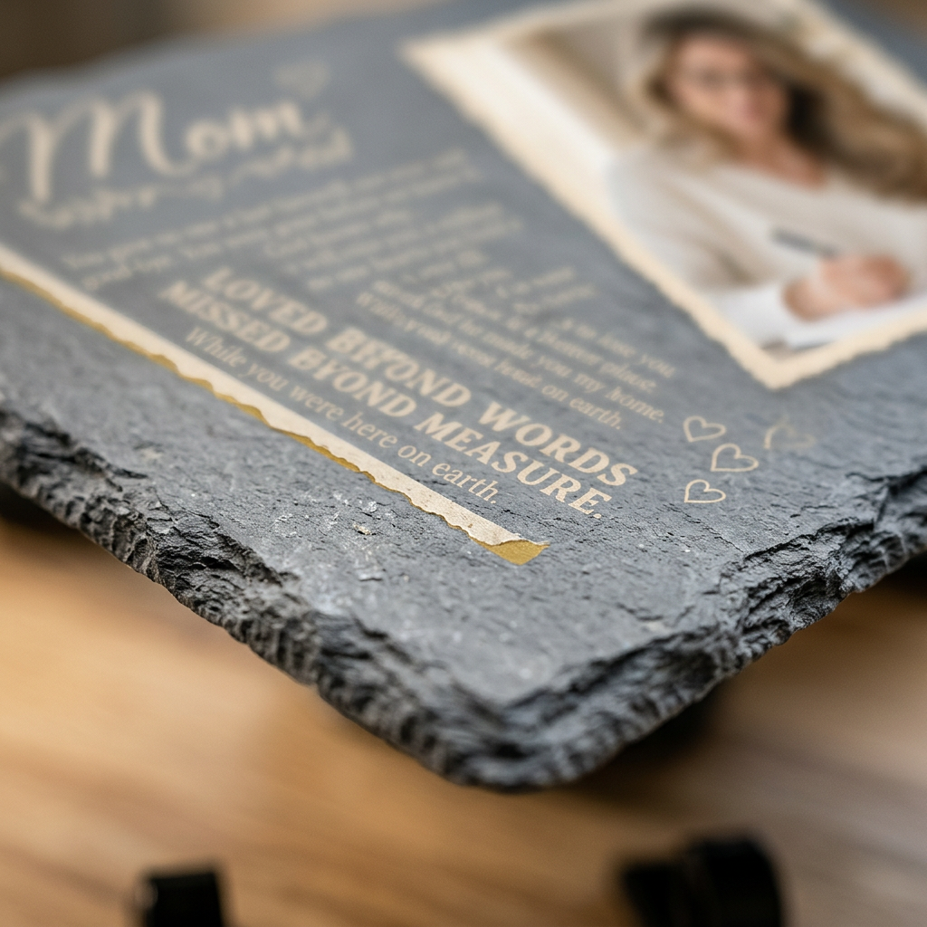 Personalized Mom Memorial Garden Stone – Rectangle Slate Gift for Loss of Mother - Image 5