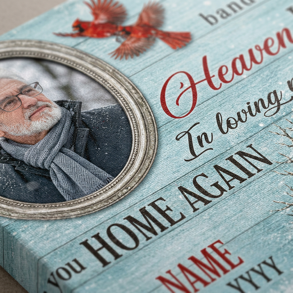 Personalized Memorial Cardinal Wall Canvas Stairway to Heaven Sympathy Gift for Loss of Loved One - Image 5