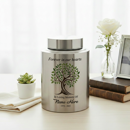Personalized Tree of Life Stainless Steel Cremation Urn for Human Ashes Loss of Mother Father Remembrance Container Silver Black Gold Red Memorial Keepsake Urn, Memorial Gift, In Loving Memory - Image 5