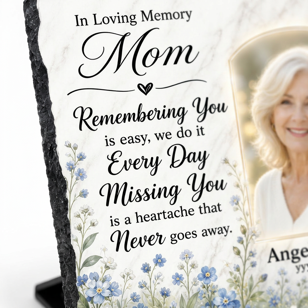 Personalized Mom Memorial Slate Garden Stone With Photo for Loss of Mom Gift - Image 5