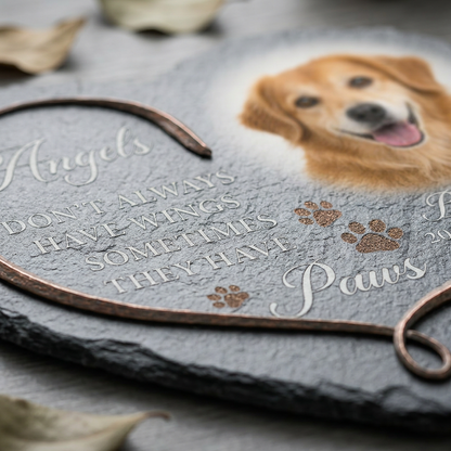 Personalized Dog Memorial Garden Stone - Paw Angel Wings Pet Loss Gift - Image 5