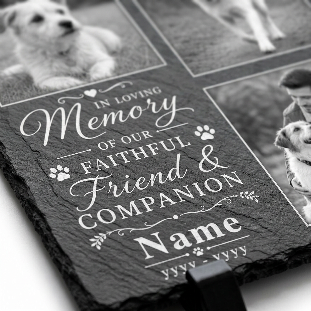 Personalized Dog Memorial Slate with 3 Photos – Pet Loss Memorial Stone Gift - Image 5