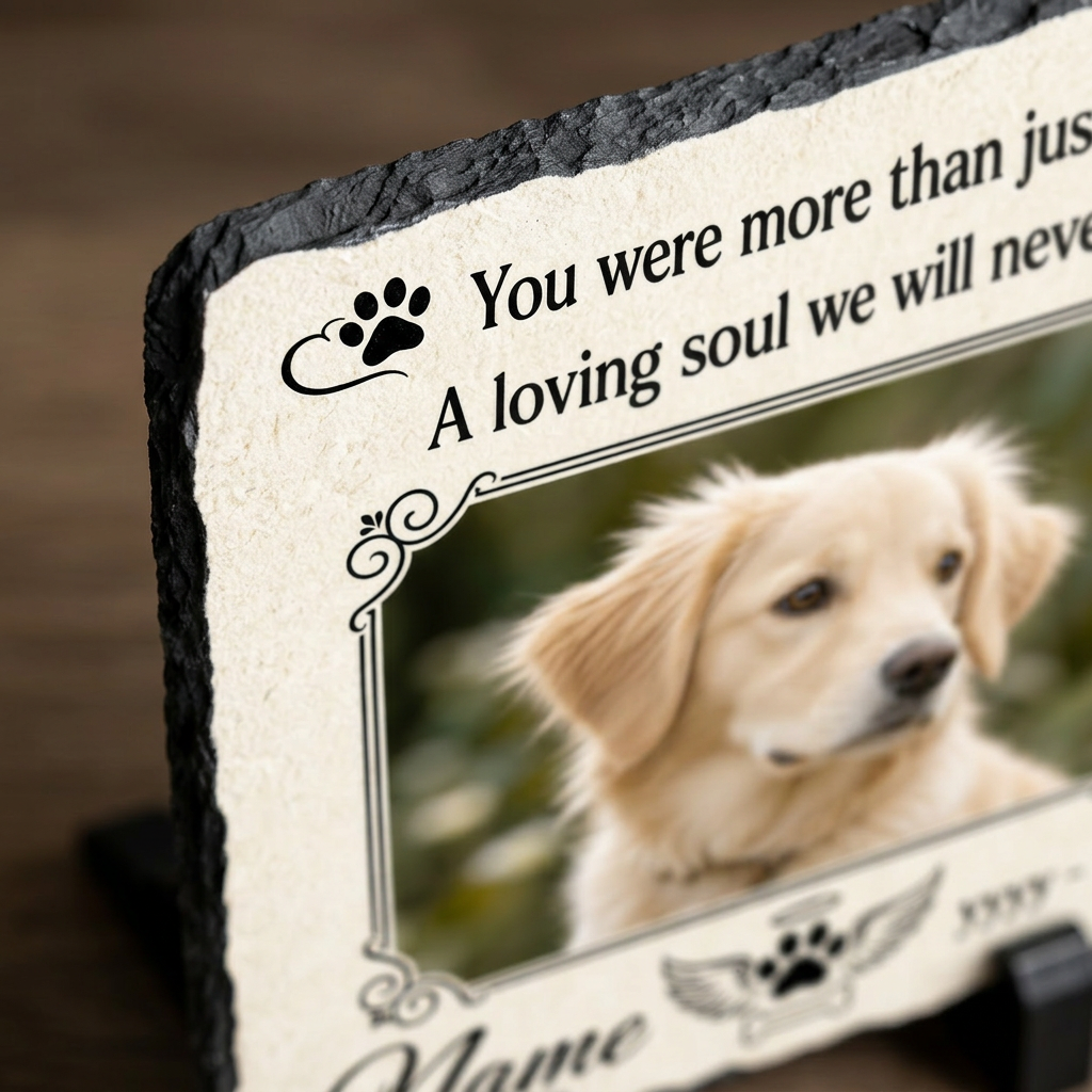 Personalized Pet Memorial Garden Stone – Custom Photo Slate Dog Loss Keepsake - Image 5