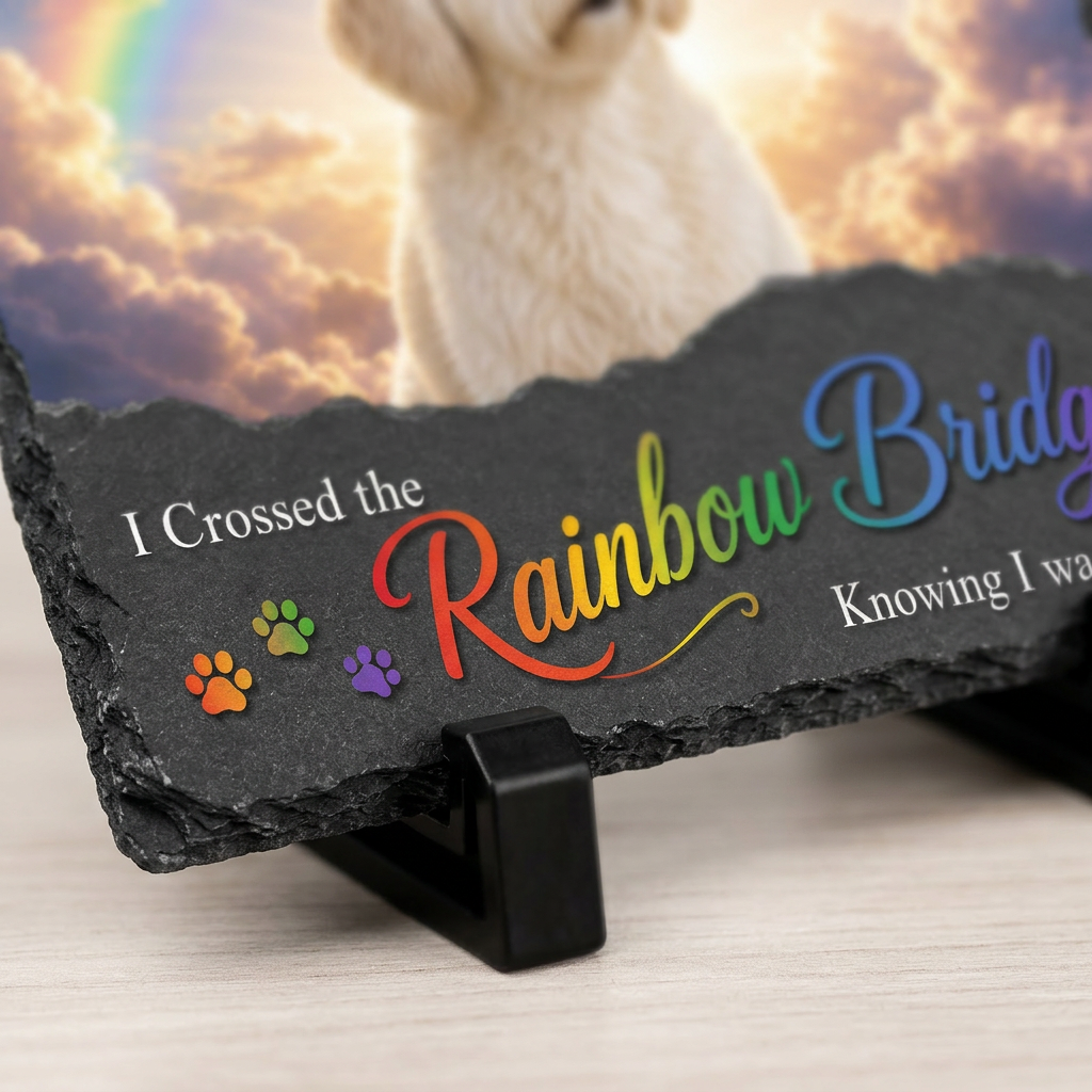 Personalized Rainbow Bridge Dog Memorial Slate Stone – Pet Loss Sympathy Gift - Image 5