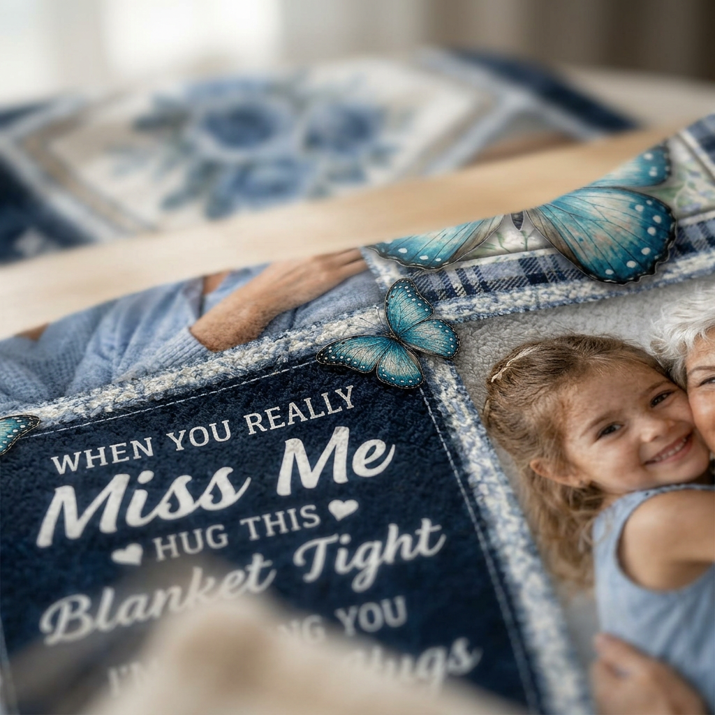 Personalized Memorial Photo Butterfly Fleece Blanket for Mom Grandma Remembrance Gift - Image 5