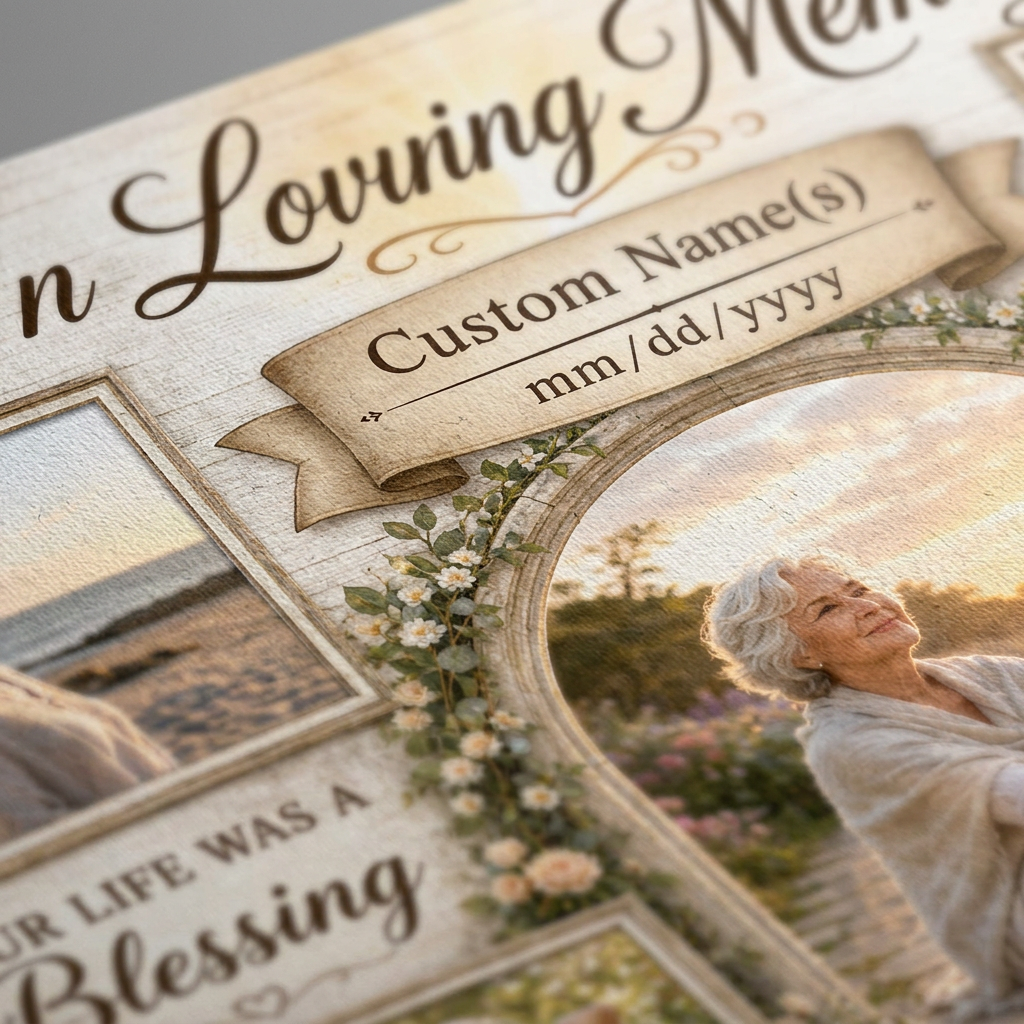 Personalized Memorial Photo Collage Wall Canvas In Loving Memory Sympathy Remembrance Gift - Image 5