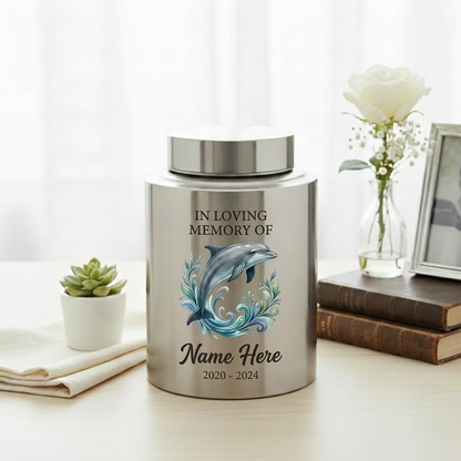 Personalized Dolphin Cremation Urn for Human Ashes Stainless Steel Ocean Lover Tribute Small Large Custom Funeral Keepsake for Mom Dad Adult Memorial Keepsake Urn, Memorial Gift, In Loving Memory - Image 5