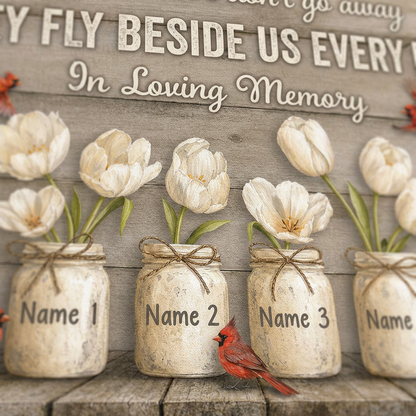 Personalized Cardinal Memorial Canvas Wall Art With Names for Loss of Loved One Remembrance - Image 5