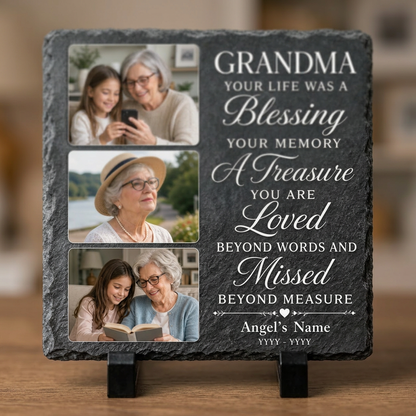 Personalized Grandma Memorial Photo Slate Stone, In Memory Of Grandmother Gift - Image 5