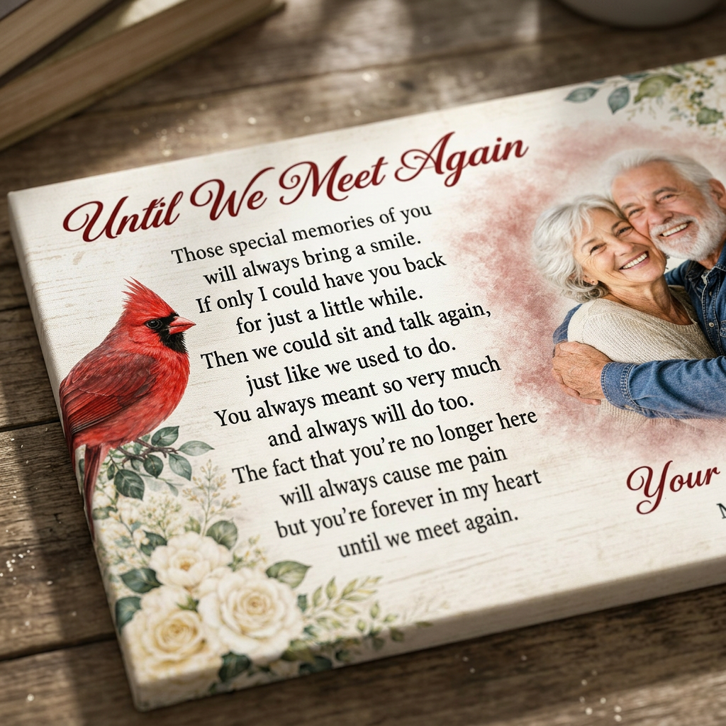 Personalized Memorial Canvas Wall Art With Photo Cardinal Until We Meet Again Sympathy Gift - Image 5