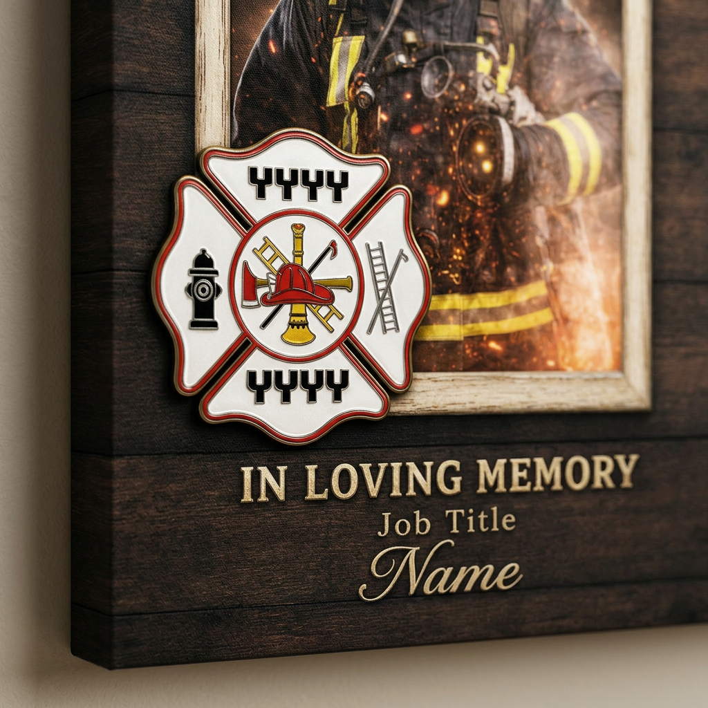 Personalized Firefighter Memorial Wall Canvas Fireman's Prayer Photo Print Tribute Gift - Image 5